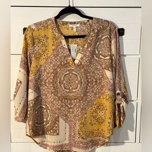 Maurices Yellow and Brown Paisley Blouse